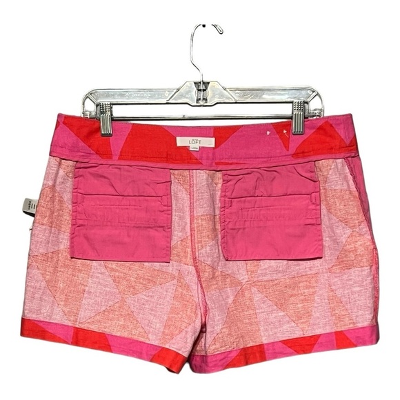 Ann Taylor Loft The Riviera Short Pink Red Linen Cotton Blend Flat Front Chino - Picture 6 of 9